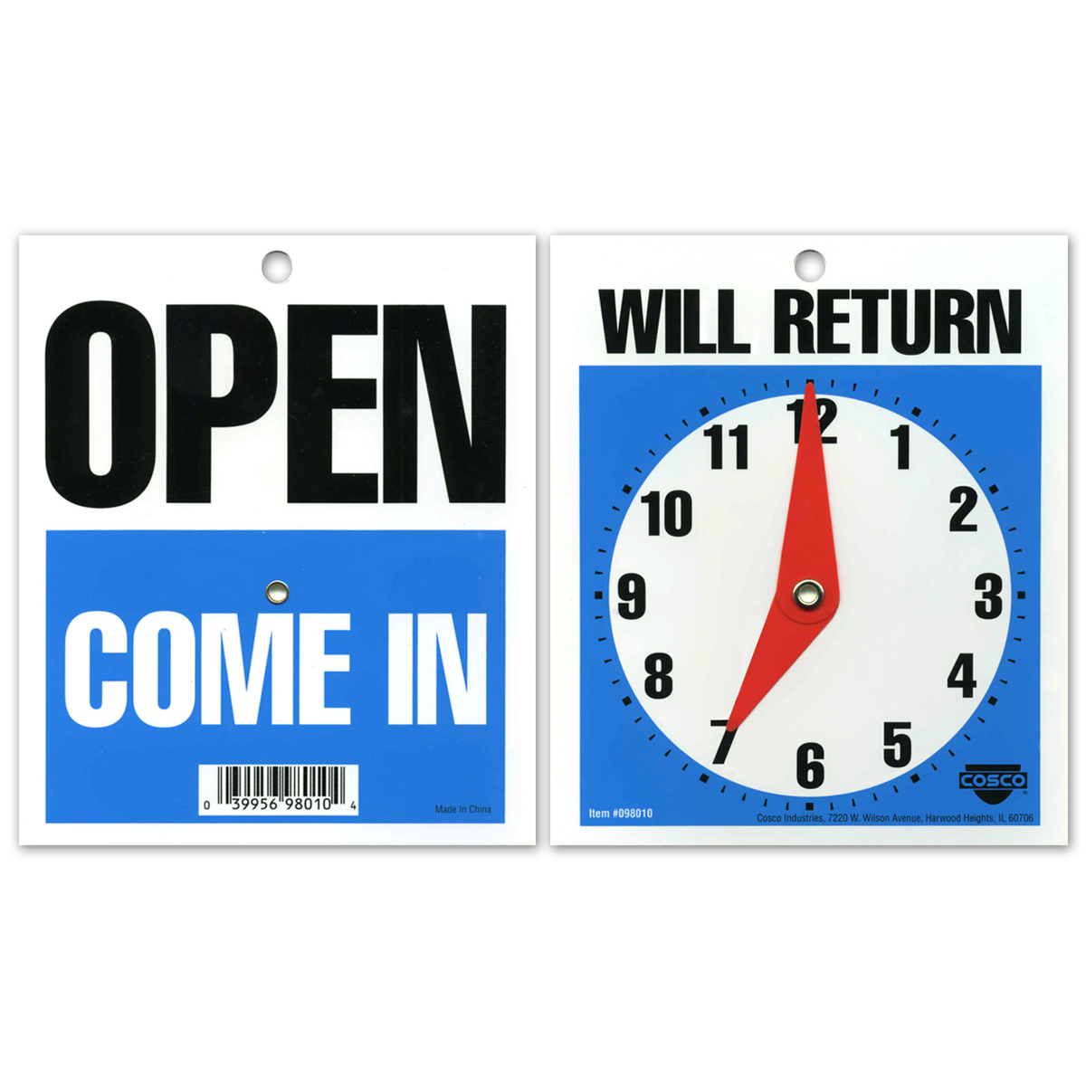 OPEN COME IN/WILL RETURN with Clock - 098010