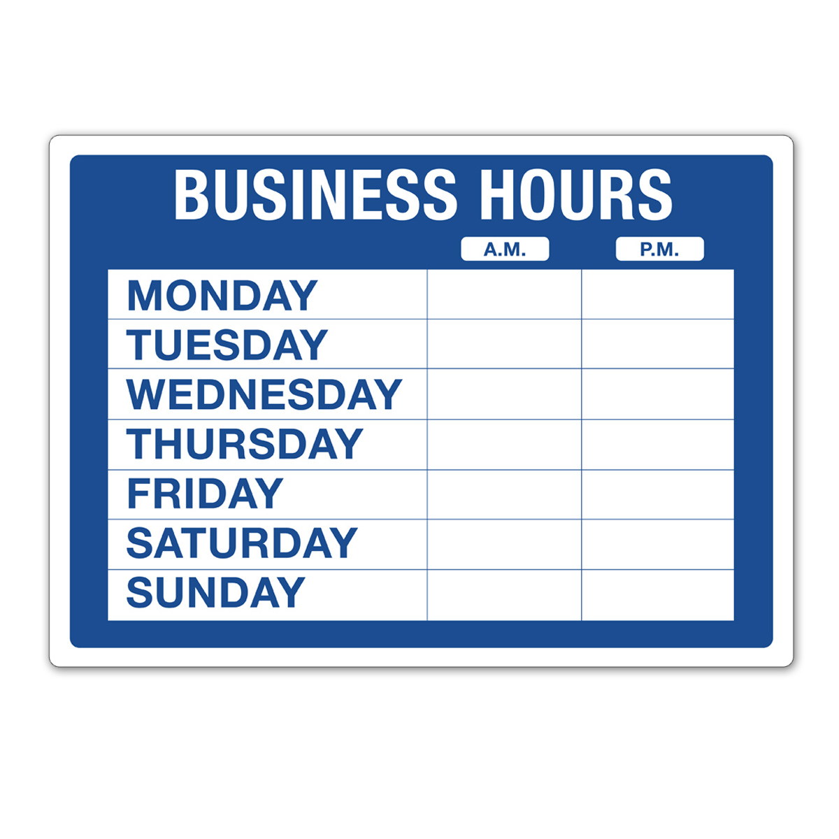 Static Cling BUSINESS HOURS Kit - 098023